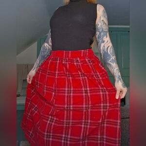 St. John's Bay Red Plaid A-Line Skirt